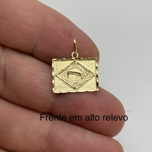 Pingente Bandeira Do Brasil Ouro 18K 09384 K120