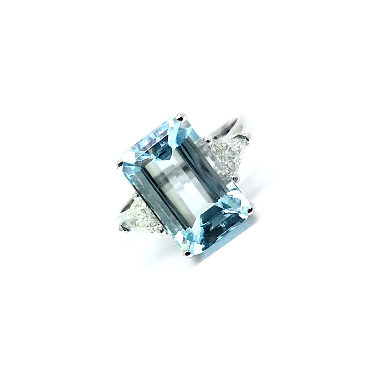 Anel Água Marinha Natural Diamantes Trilhante Extra em Ouro Branco 25628 K2900