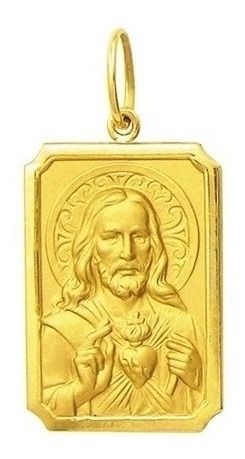 Medalha Escapulário Retangular Grande 1,90 centímetros Ouro 18K K280