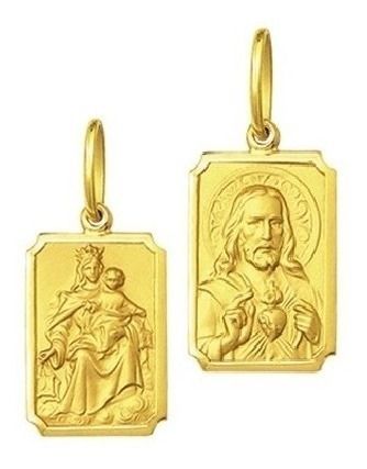 Medalha Escapulário Retangular Médio 1,60 centímetros Ouro 18K K160