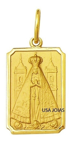 Medalha Nossa Senhora Aparecida Ouro 18K Retangular Mini K050