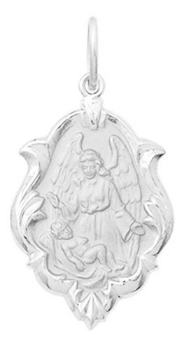 Medalha Ouro Branco 18k 2cm Ornato Anjo Da Guarda k080