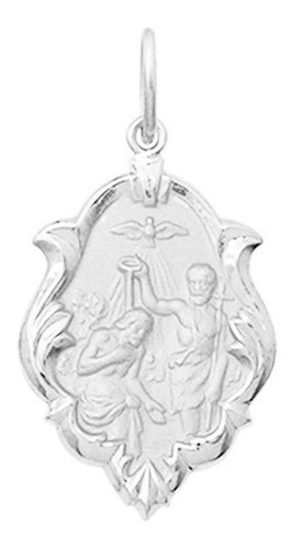 Medalha Ouro Branco 18k 2cm Ornato Batismo