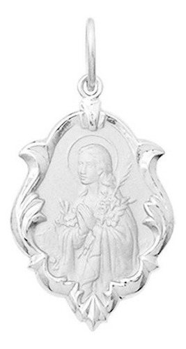 Medalha Ouro Branco 18k 2cm Ornato Santa Gorete