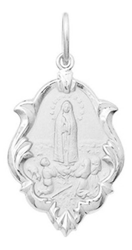 Medalha Ouro Branco 18k Ornato Nossa Senhora De Fátima Pequena k080