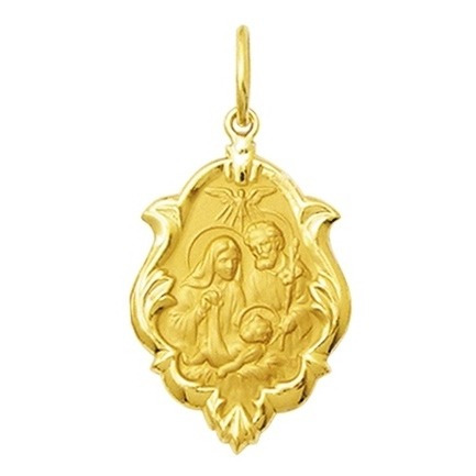 Medalha Sagrada Família Ornato Ouro 18k Mini K050