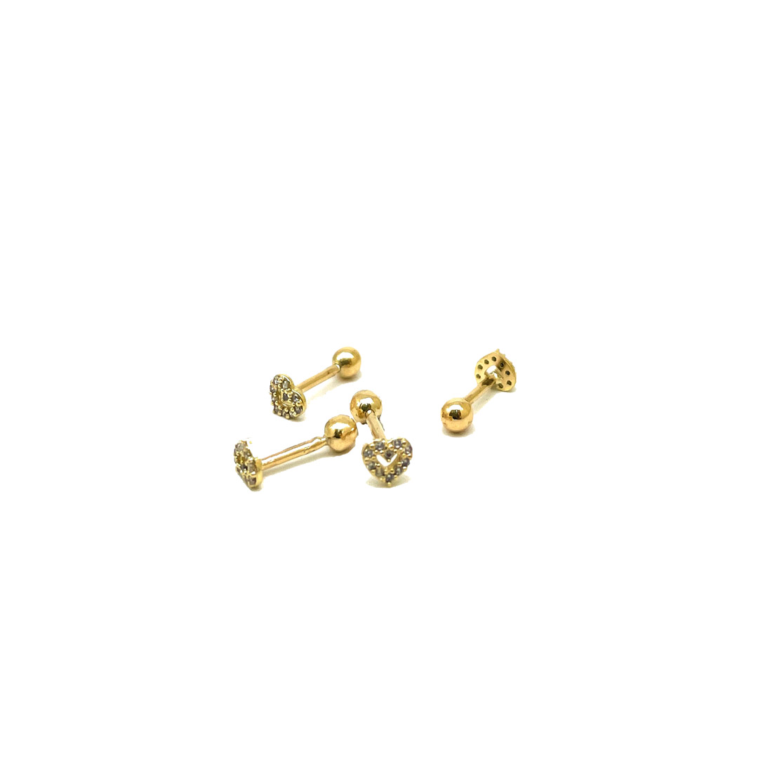 Piercing Coração Mini Brilhante de Zircônia  Ouro 18K 25617 k040