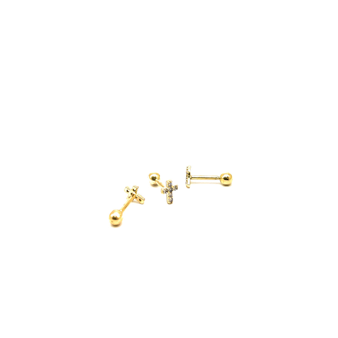 Piercing Cruz Micro Brilhantes de Zircônia Ouro 18K 25618 k030