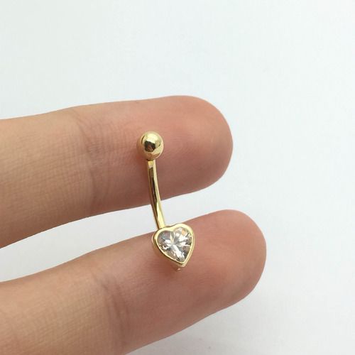 Piercing Umbigo Coração Brilhante de Zircônia 5.5mm em Ouro 18K 21568 K085