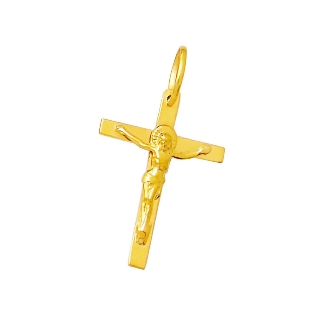 Pingente Crucifixo Ouro 18k Cruz Reta Grande 33mm k090