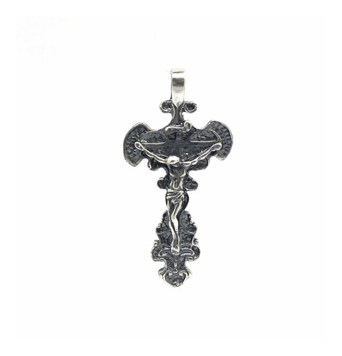 Pingente Crucifixo Prata De Lei Português 5 Cm Artesanal Maciço 11755