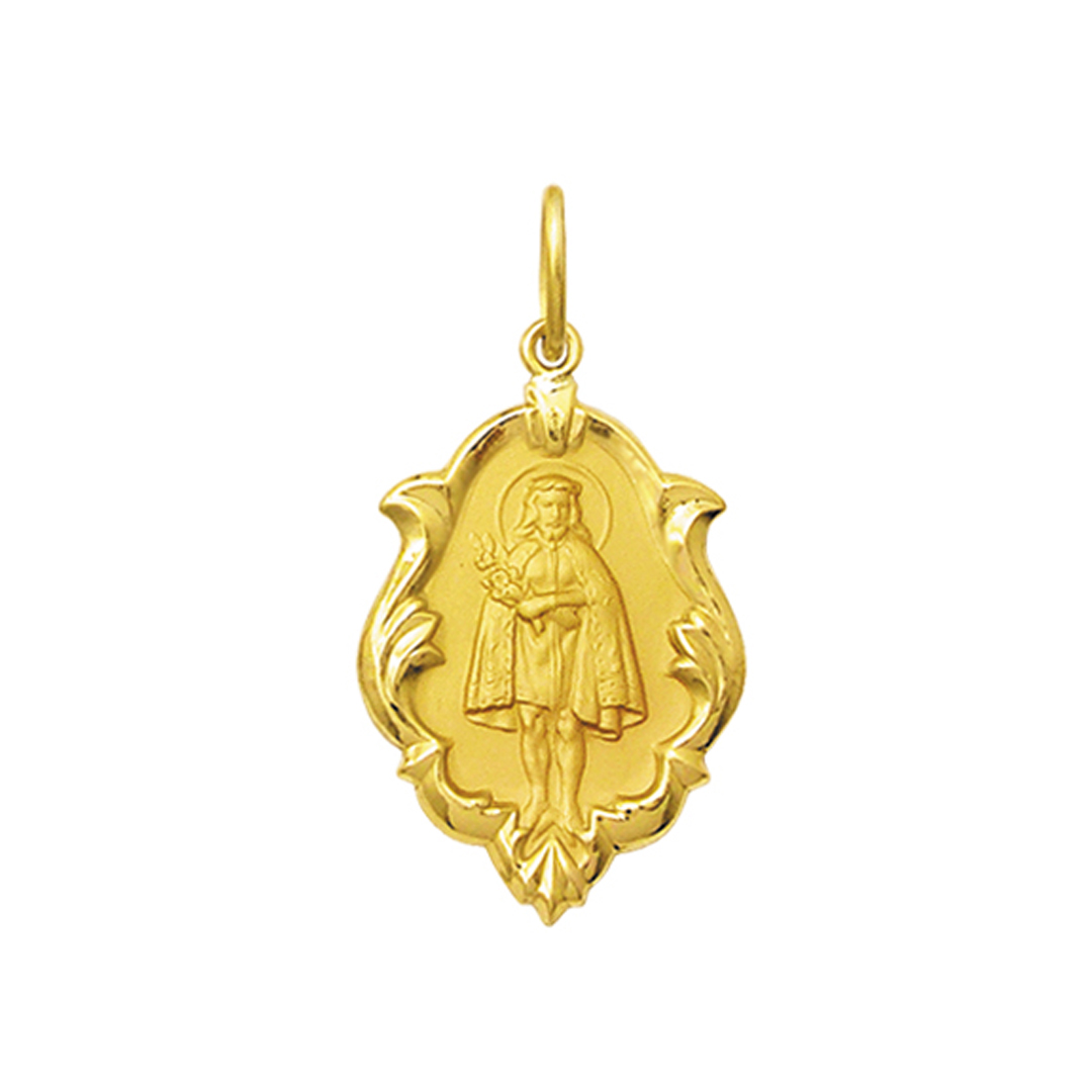 Pingente Medalha Jesus de Pirapora em Ouro 18K Ornato Média K130