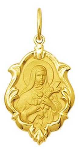 Pingente Medalha Santa Teresinha em Ouro 18K Ornato Mini K050