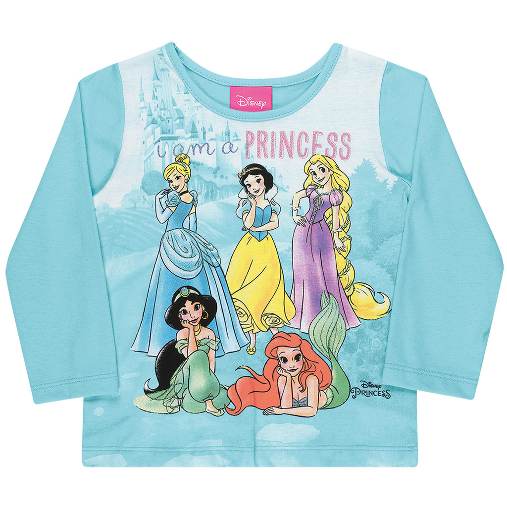 Camiseta Meia Malha Princesas Disney