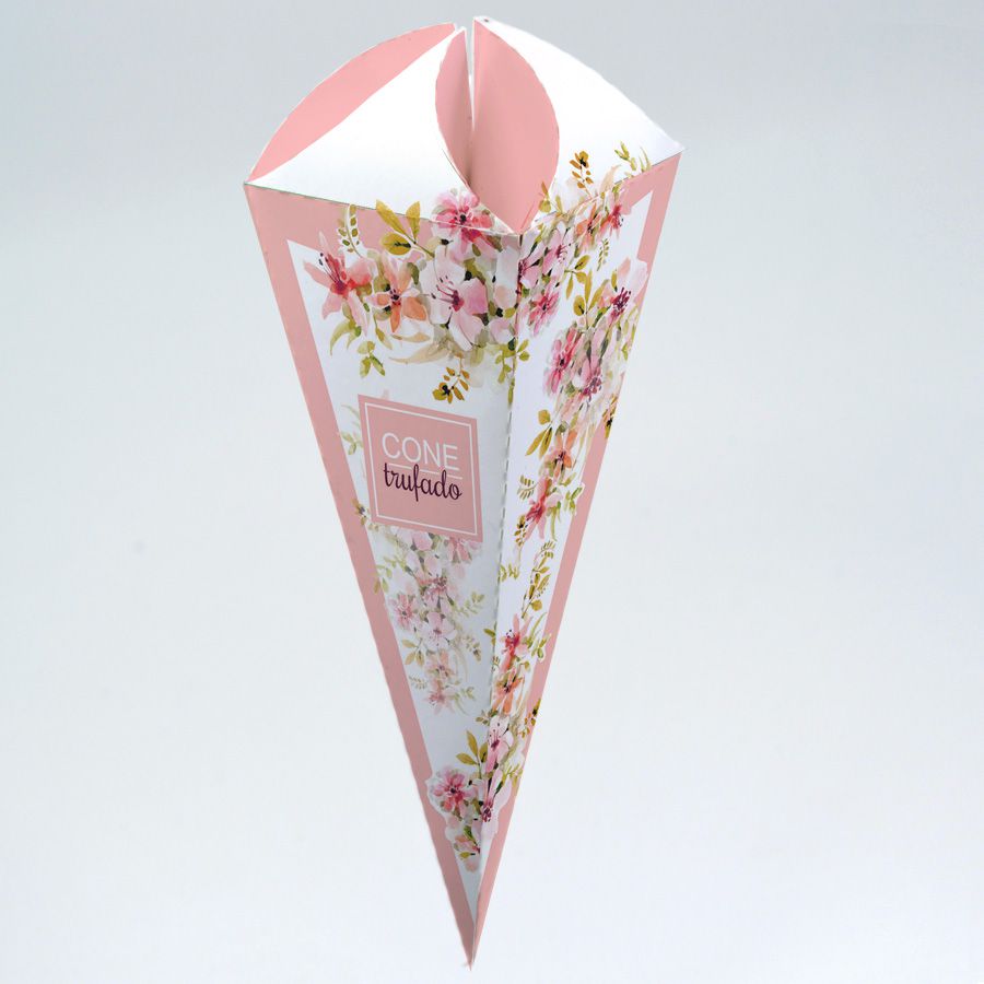 Caixa para Cone Trufado - Floral Rose c/50 un
