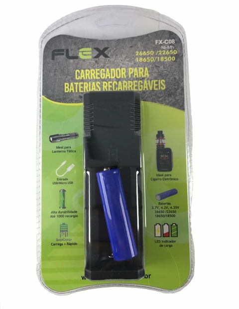 Carregador Com Bateria De Lanterna Flex fx-c08
