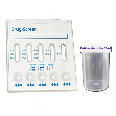1 Kit Para Testes De Doze Substâncias Com Coletor De Urina