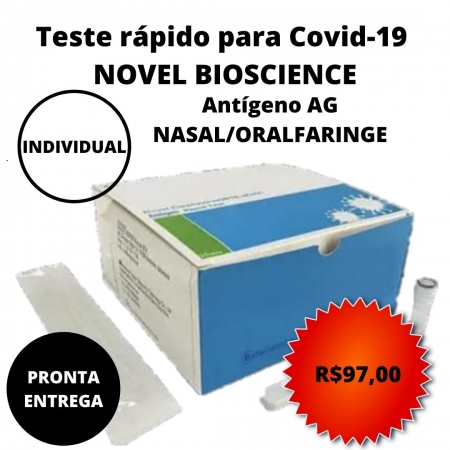 TESTE RÁPIDO COVID-19 AG - ANTÍGENO (NASOFARINGE/ORALFARINGE) NOVEL BIOSCIENCE - CAIXA COM 1 UNIDADE
