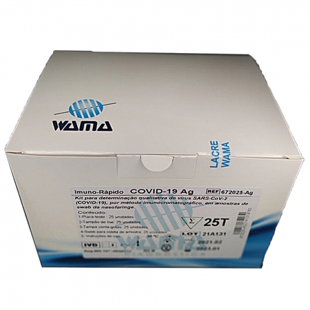 Teste Rápido COVID-19 Antígeno Ag - Wama - Caixa com 25 testes - Disponível para entrega/envio