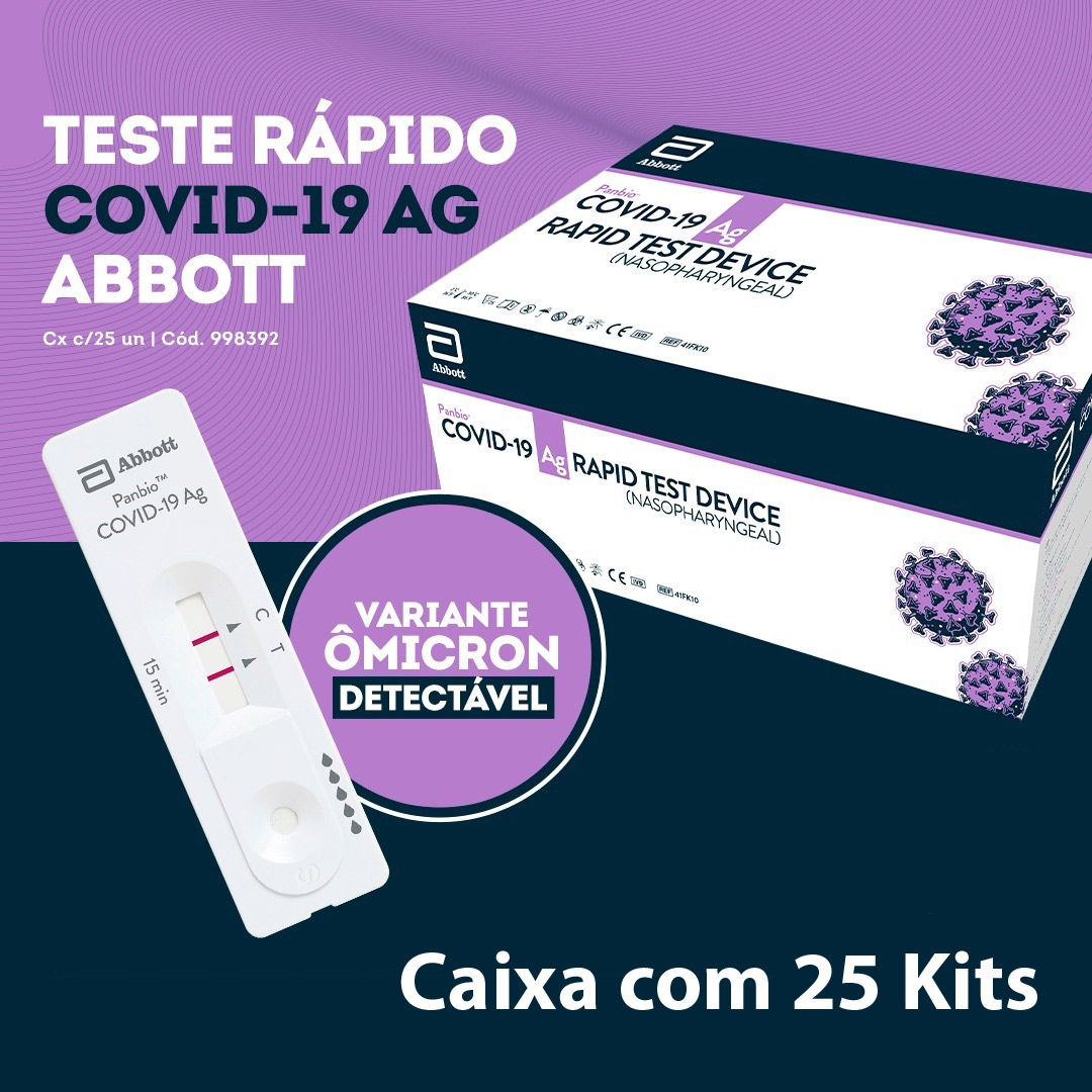 Teste Rápido COVID-19 Antígeno Ag Panbio - ABBOTT - Caixa com 25 testes/kit  - Loja Saúde - Testes Para COVID-19 e Drogas, Máscaras e Suplementos