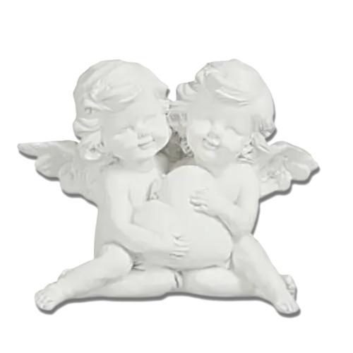 Escultura Casal de Anjos com Coração 18cm¨