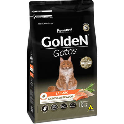 Ração Golden gatos adultos castrados sabor salmão