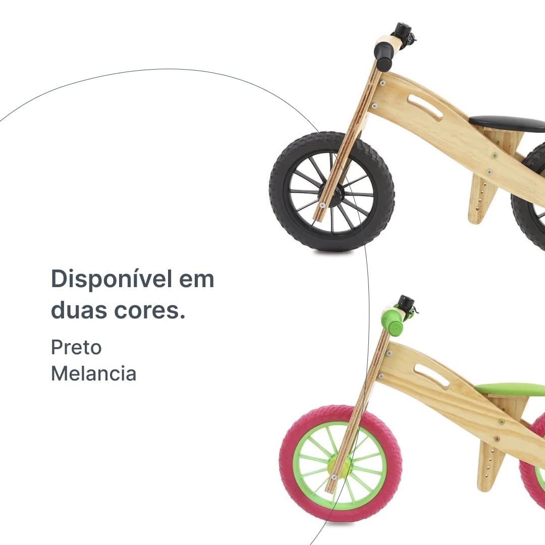 Bicicleta de Equilíbrio de Madeira sem Logomarca Original Preto
