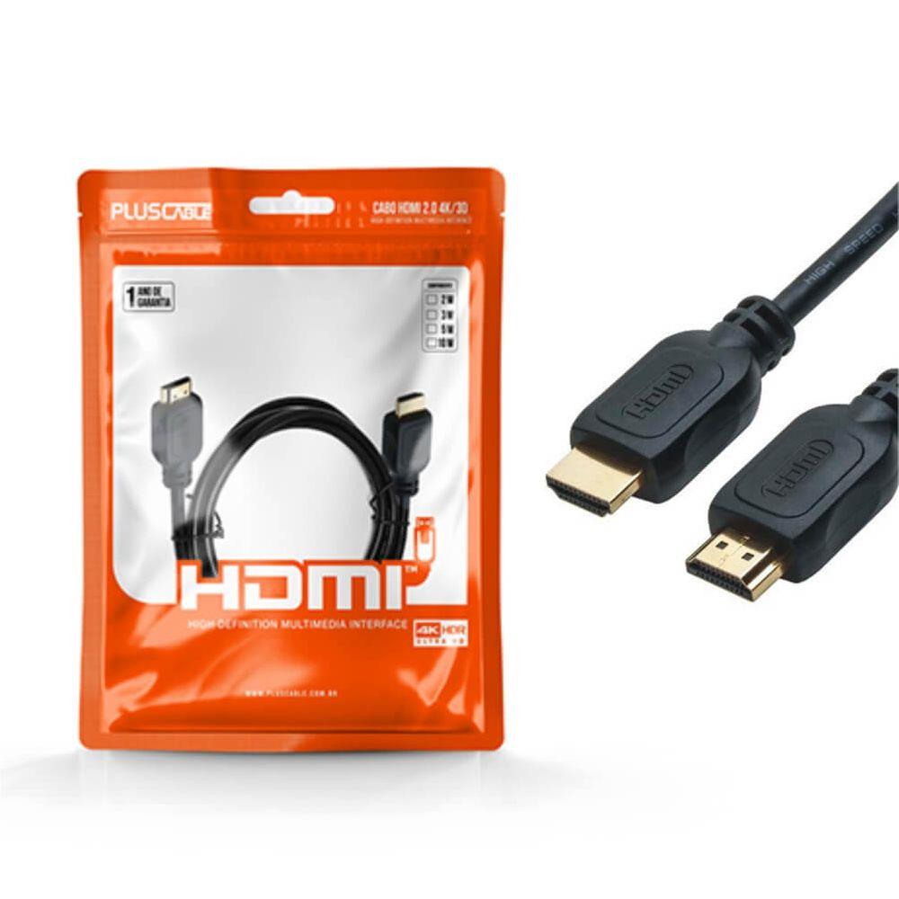 Cabo HDMI x HDMI 2.0 3 metros 3m 4K Pluscable