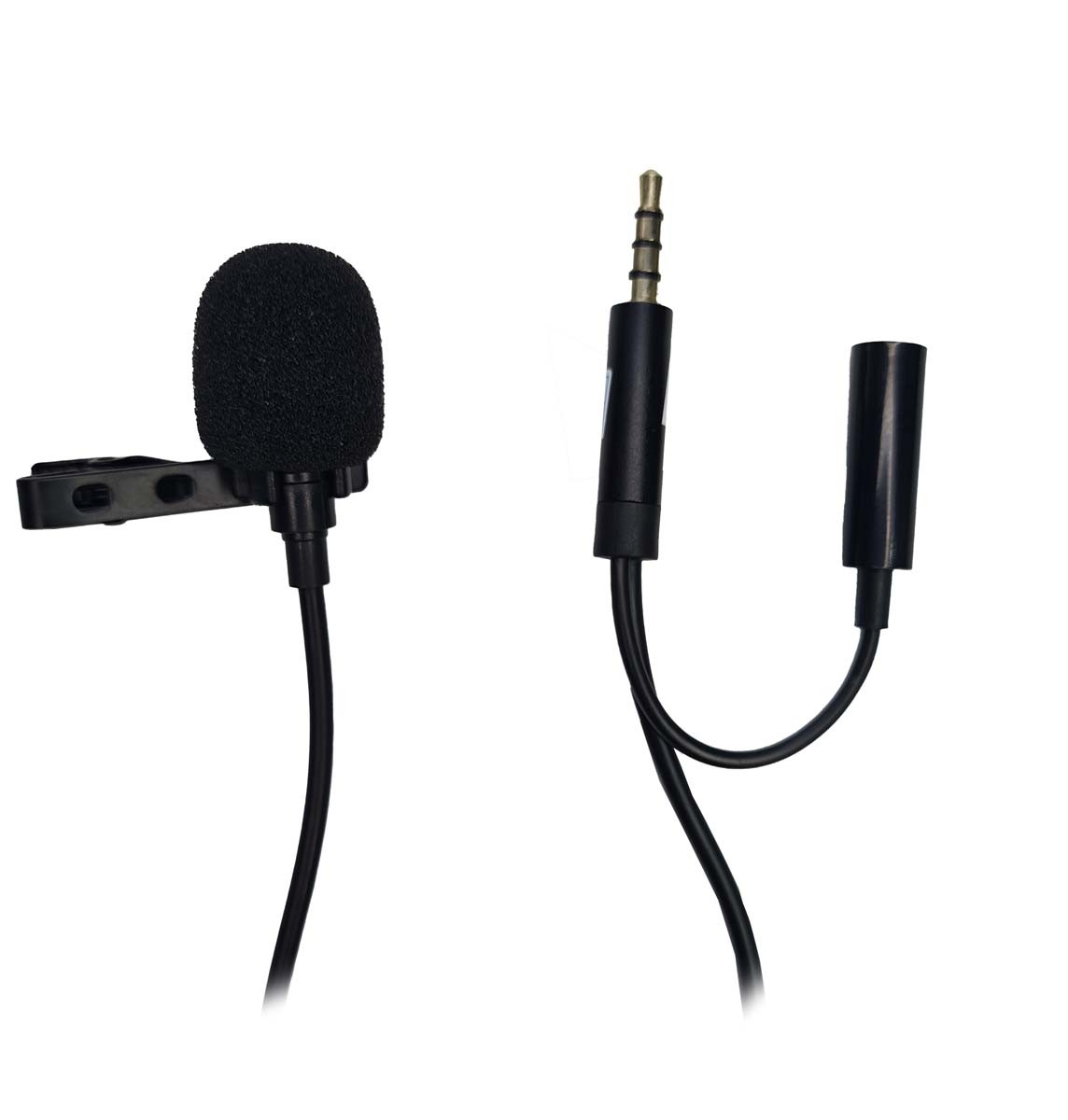 Microfone Condensador de Lapela para Celular com Adaptador para Fone