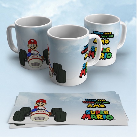 Caneca Porcelana Personalizada  Mario World-325ml