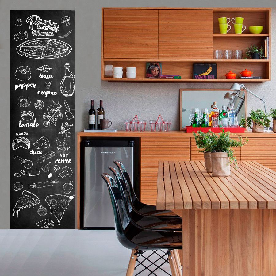 Adesivo Decorativo Parede Chalkboard lousa para cozinha/ área gourmet - PIZZA 1,80 x 0,50 m