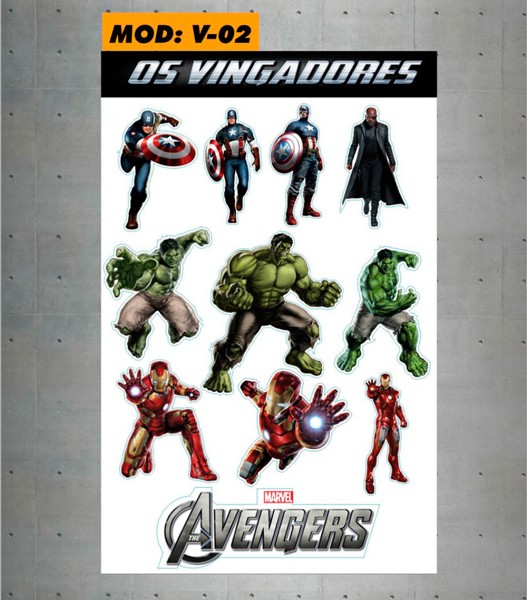 Cartela Adesivos Vingadores - Avengers