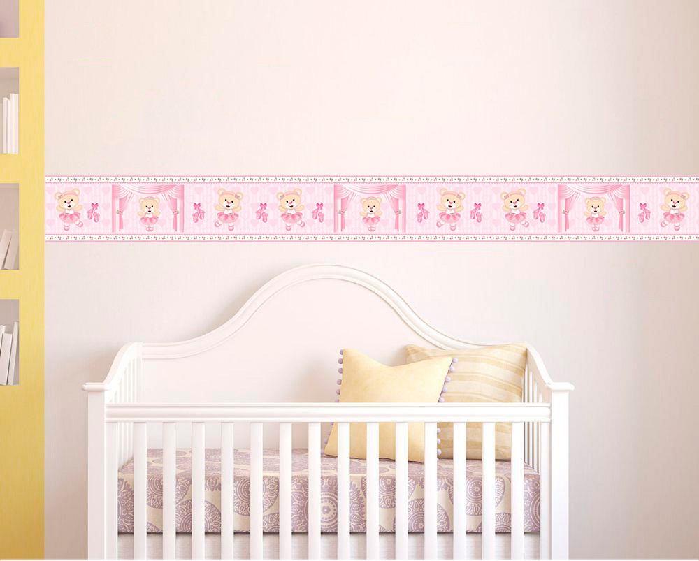 Adesivo faixa decorativa de parede infantil borda bebe - Ursa Bailarina