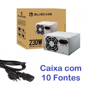 Caixa com 10 - Fonte ATX 230W Real 24 Pinos com Cabo de Força BLU230-E Bluecase