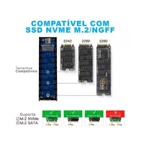 Gaveta / Case para SSD M.2 NVMe com cabo Tipo-C USB 3.1 FY-859 FY - Foto 2