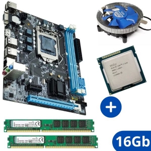Kit - Proc Intel Core i3 3.3Ghz 3ª Ger Cooler + Placa Mãe 1155 DDR3 Bluecase + Memória 16Gb/DDR3