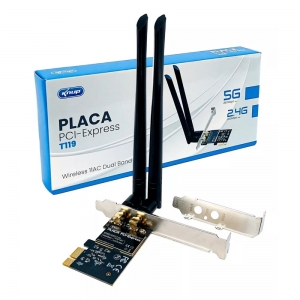 Placa de Rede Wi-Fi AC Dual Band 5GHz (867Mbps) 2.4Ghz (300Mbps) PCI-e T119 Knup - Foto 0