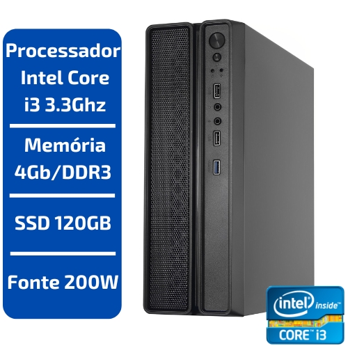 CPU - INTEL CORE i3 3.3GHZ /MEMÓRIA 4GB/DDR3 /SSD 120GB /FONTE 200W /GAB SLIM - Foto 0
