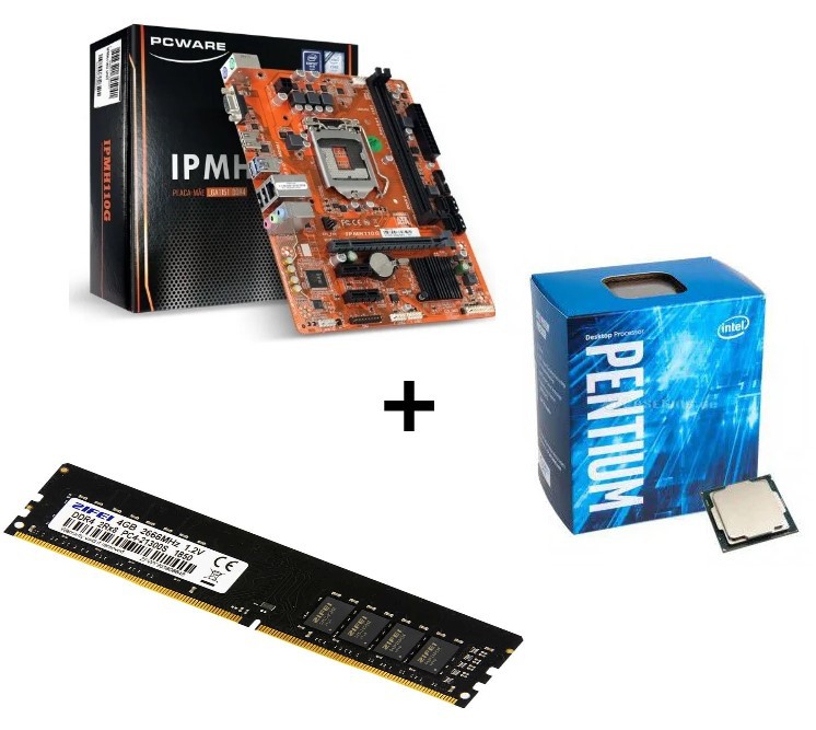 KIT - PLACA MÃE 1151/DDR3 PCWARE + PENTIUM DC 3.5GHZ BOX + MEMÓRIA 4GB/DDR3