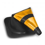 Cone Flexível Refletivo Preto/Amarelo - 75cm