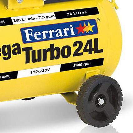 Compressor de Ar Móvel Mega Turbo | 24 Litros | Bivolt | 2 hp - Ferrari