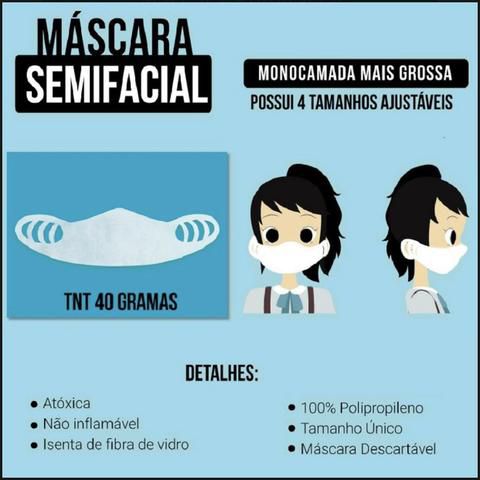 MASCARA DESCARTAVEL SEMIFACIAL MONOCAMADA BRANCA NBR 13698 EMB. C/ 25 UNIDADES