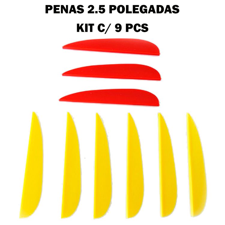 Pena Nylon Vixion 2,5" (kit 9 pçs) vermelha+amarela