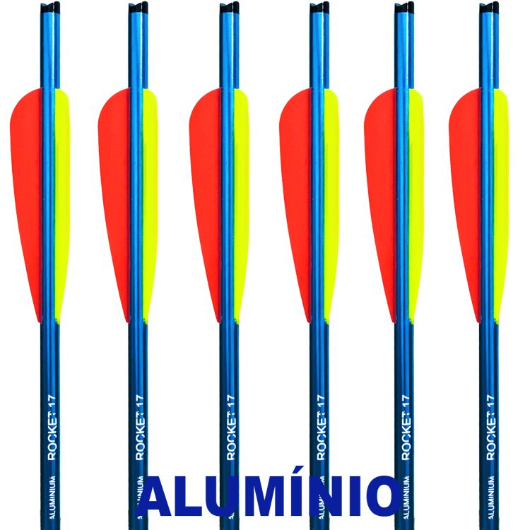 Setas Alumínio Vixion 17'' Rocket 8mm Para Balestras 120 a 200 lbs (kit 6 pçs) Ponta Rosca
