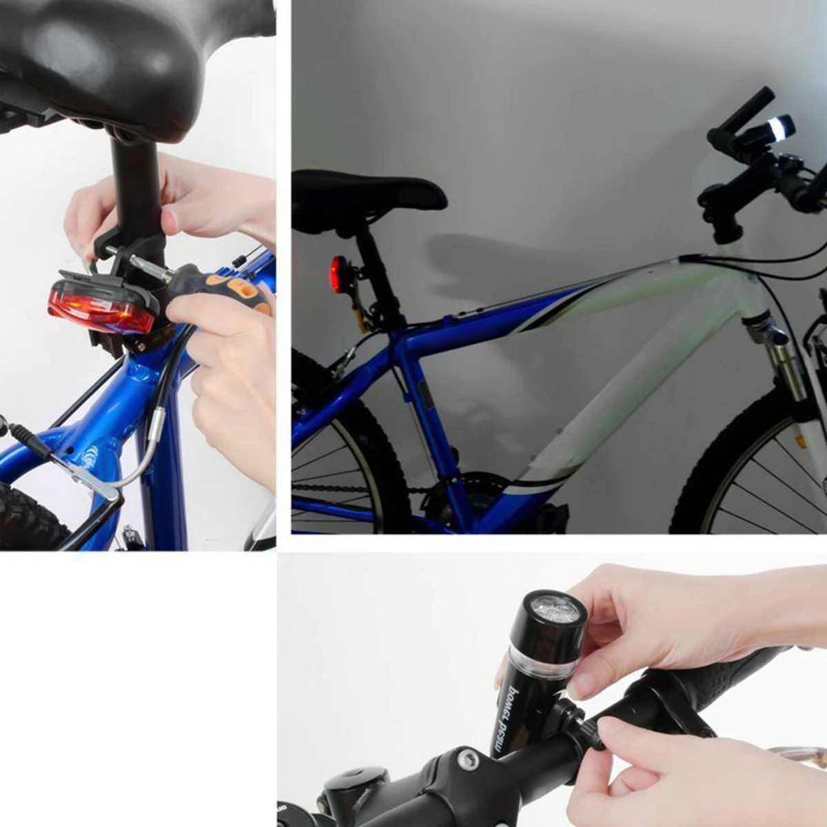 Kit Iluminação Bike Sinalização Farol e Lanterna Traseira Pisca Alerta Para Bicicletas