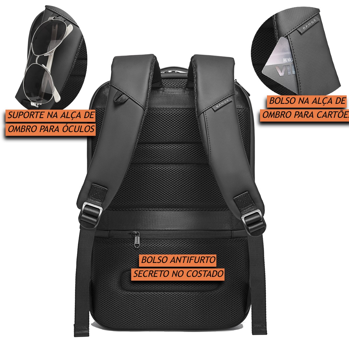Mochila Masculina Executiva Impermeável para Notebooks de Até 15.6 Polegadas Premium com Capacidade de 30 Litros Bange Premium Backpack