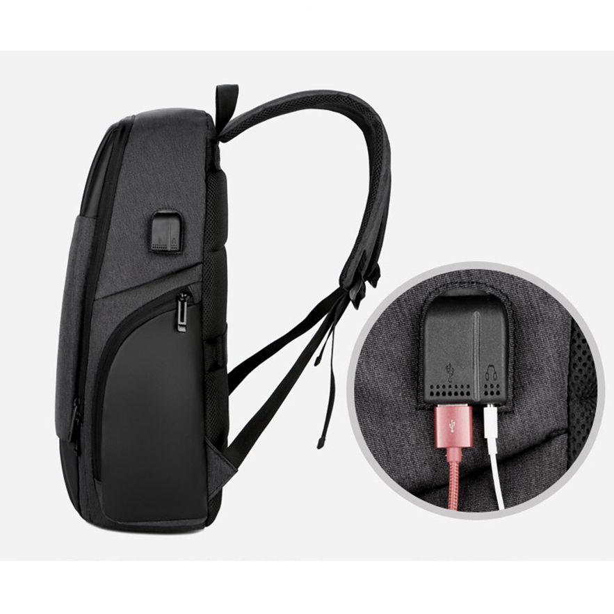 Mochila Notebook Masculina Com Entrada USB e Fone de Ouvido