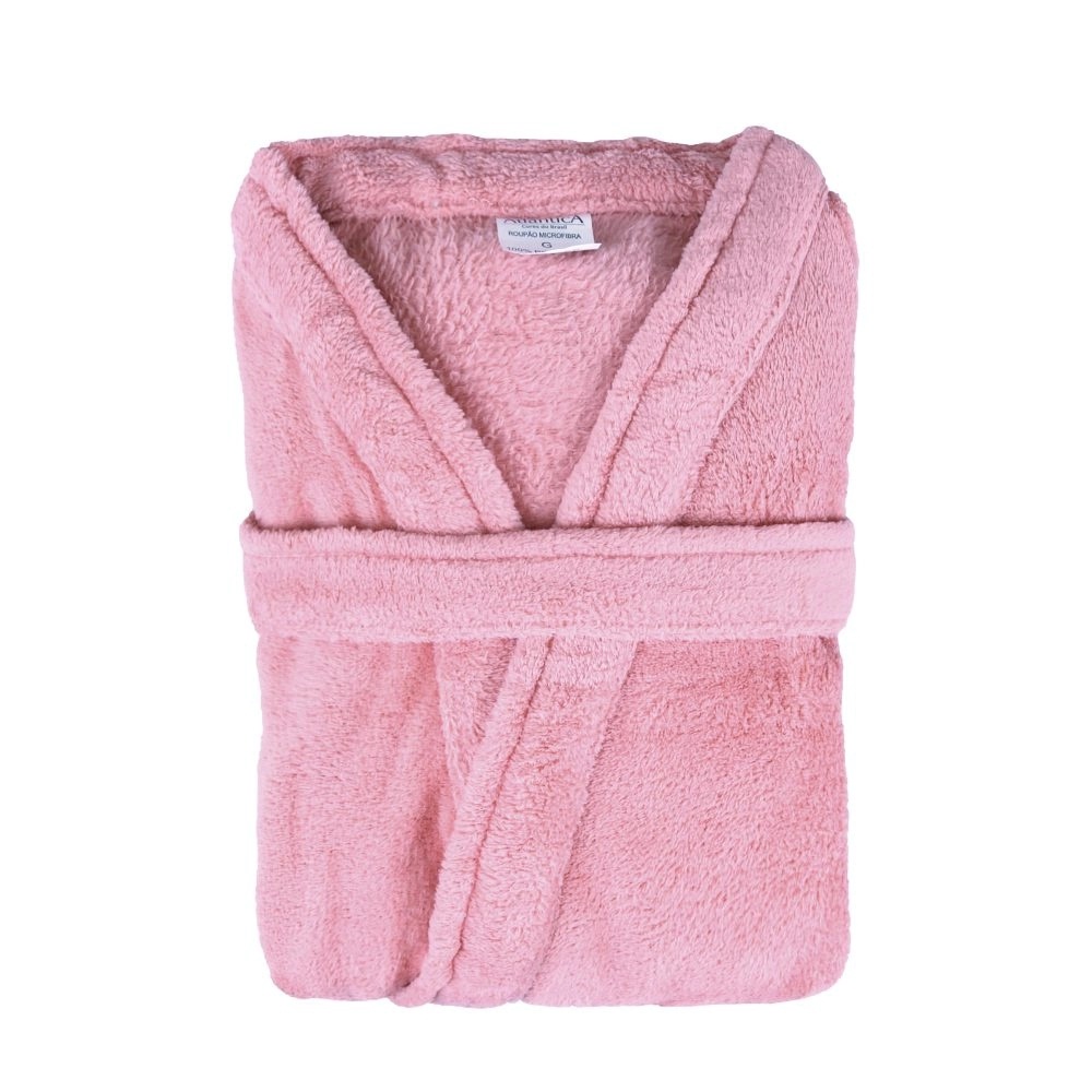 Roupão Chronos Plush Microfibra Kimono Tamanho G - Veludo Rosa