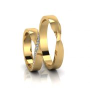 Alianças de Casamento Horas em ouro 18K, com diamantes, largura de 3,6 mm