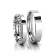 Alianças de Casamento Nix em ouro branco 18k, com diamantes, largura de 4,5 mm